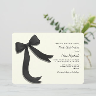 Invitation Hand drawn Elegant Black Bow - Modern Minimalist