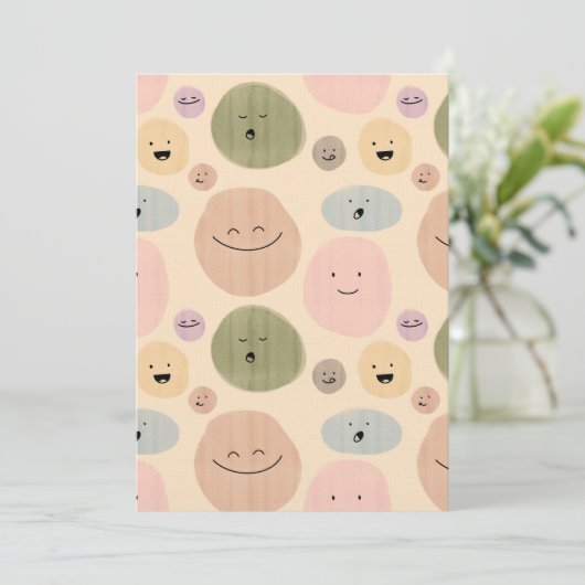 Invitation Hand-drawn Facial Expressions Seamless Pattern (Debout devant)