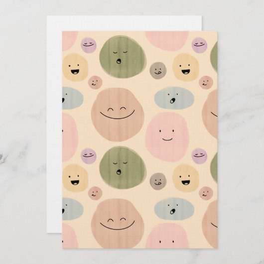 Invitation Hand-drawn Facial Expressions Seamless Pattern (Devant / Derrière)