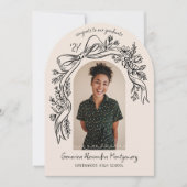 Invitation Hand Drawn Floral Bow Arch Photo Graduation Party (Devant)