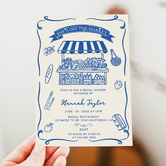 Invitation Hand Drawn Fresh Off the Market Bridal Shower