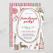 Invitation Hand drawn Friendsmas Whimsical Doodle Christmas (Devant / Derrière)