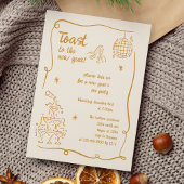Invitation Hand Drawn Gold Illustrated New Years Eve Party