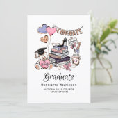 Invitation Hand Drawn Graduate Books Graduate Celebration (Debout devant)