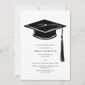 Invitation Hand Drawn Graduation Cap Elegant Grad Party (Devant)