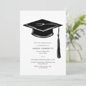 Invitation Hand Drawn Graduation Cap Elegant Grad Party (Debout devant)