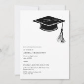 Invitation Hand Drawn Graduation Cap Modern Grad Party (Devant)