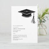 Invitation Hand Drawn Graduation Cap Modern Grad Party (Debout devant)