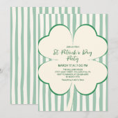 Invitation Hand Drawn Green Clover & Stripes St Patrick's Day (Devant / Derrière)