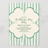 Invitation Hand Drawn Green Clover & Stripes St Patrick's Day (Devant)