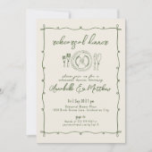 Invitation Hand Drawn Green Wedding Rehearsal Dinner (Devant)