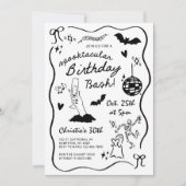 Invitation Hand Drawn Halloween Adult Birthday Party (Devant)