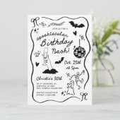 Invitation Hand Drawn Halloween Adult Birthday Party (Debout devant)