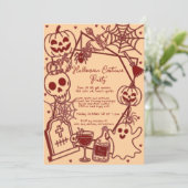 Invitation Hand Drawn Halloween Costume Birthday Party (Debout devant)