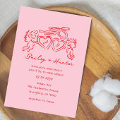 Invitation hand drawn heart couple Whimsical Wedding