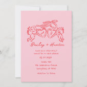 Invitation hand drawn heart couple Whimsical Wedding (Devant)