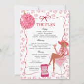Invitation Hand Drawn Illustration Pink Bachelorette Weekend  (Dos)