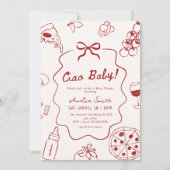 Invitation Hand Drawn Italian Ciao Baby Shower (Devant)