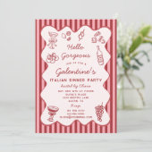 Invitation Hand Drawn Italian Pasta Dinner Galentines Party (Debout devant)
