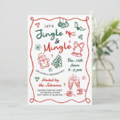 Invitation Hand Drawn Jingle and Mingle Christmas Party (Debout devant)