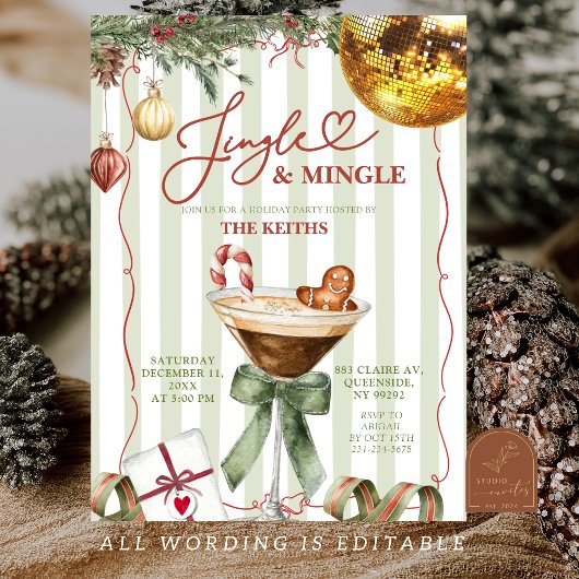 Invitation Hand Drawn Jingle and Mingle Christmas Party