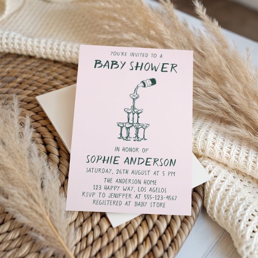 Invitation Hand Drawn Minimalist Baby Shower Party 