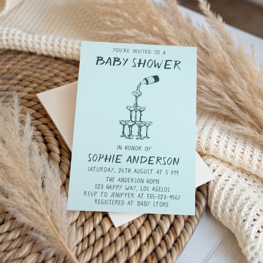 Invitation Hand Drawn Minimalist Baby Shower Party 