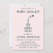 Invitation Hand Drawn Minimalist Baby Shower Party  (Devant)
