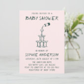Invitation Hand Drawn Minimalist Baby Shower Party  (Debout devant)