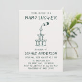 Invitation Hand Drawn Minimalist Baby Shower Party  (Debout devant)