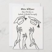 Invitation Hand Drawn Minimalist Black White Graduation Party (Dos)