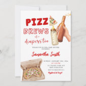 Invitation Hand Drawn Minimalist Pizza Brews and Diapers (Devant)