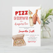 Invitation Hand Drawn Minimalist Pizza Brews and Diapers (Debout devant)