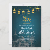 Invitation Hand-Drawn Mosque Sketch & Gold Lantern Iftar (Devant)