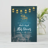 Invitation Hand-Drawn Mosque Sketch & Gold Lantern Iftar (Debout devant)