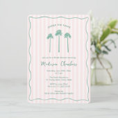 Invitation Hand-Drawn Palm Springs Pink Green Bridal Shower (Debout devant)