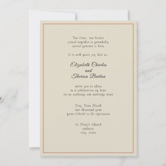 Invitation Hand Drawn Pencil Illustration Two Brides Wedding (Dos)