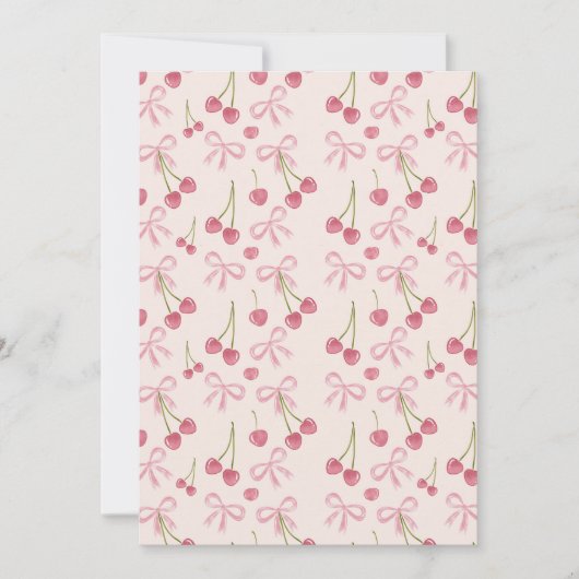 Invitation Hand-drawn Pink Cherry Coquette Seamless Pattern (Devant)