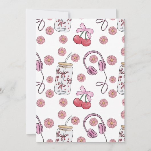 Invitation Hand-drawn Pink Girly Elements Seamless Pattern (Devant)