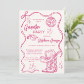 Invitation Hand Drawn Pink Western Disco Graduation Party (Debout devant)