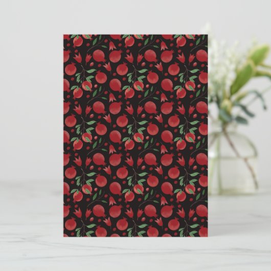 Invitation Hand-drawn Pomegranate Fruits Seamless Pattern (Debout devant)