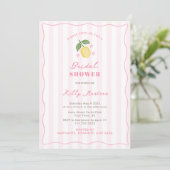 Invitation Hand-Drawn Pretty Pink Lemons Bridal Shower (Debout devant)