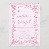 Invitation Hand Drawn QR Code Floral Garden Photo Wedding (Devant)