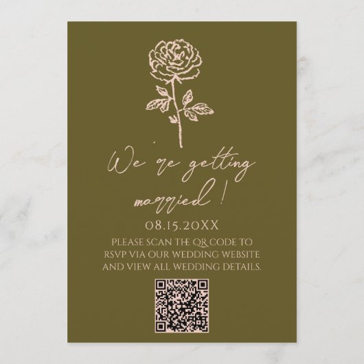 Invitation Hand Drawn QR Code Grasslands Floral Wedding (Dos)