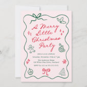 Invitation Hand-Drawn Red and Green Merry Little Christmas (Devant)