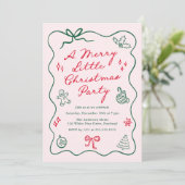 Invitation Hand-Drawn Red and Green Merry Little Christmas (Debout devant)