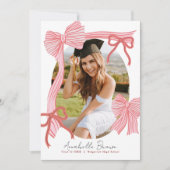 Invitation Hand-drawn Red Bows Photo Graduation Party (Devant)