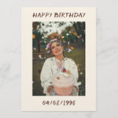 Invitation Hand Drawn Red & Cream 30TH Birthday Photo (Dos)