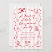Invitation Hand-Drawn Red Merry Little Christmas Party (Devant)
