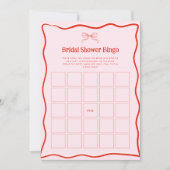 Invitation Hand Drawn Red Pink Bow Bridal Shower Bingo Game (Devant)
